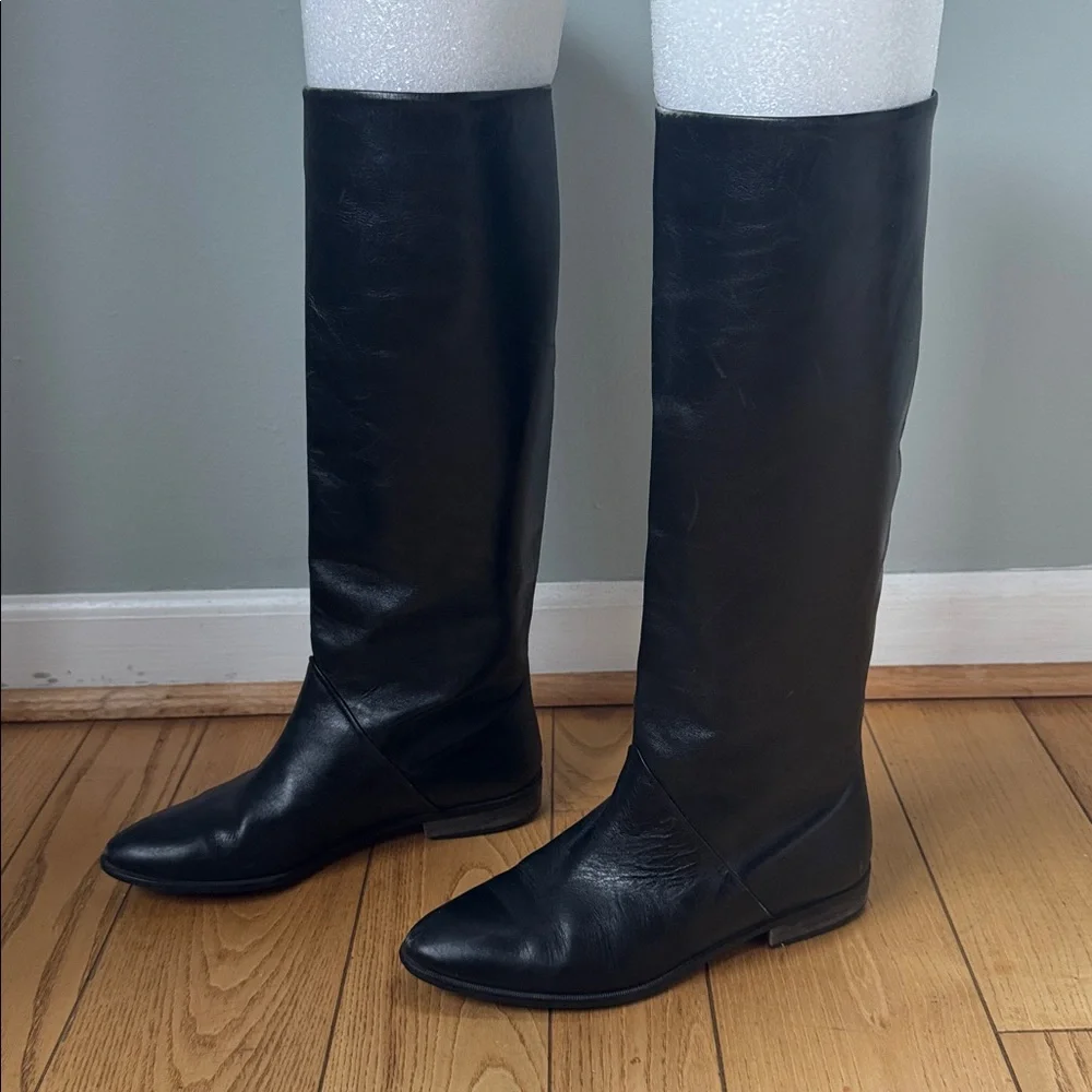 J Peterman black high low heeled riding boot vintage size 6.5 - Picture 9 of 15